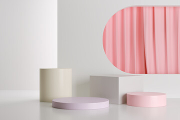 podium platform display scene, Stage display platform background, abstract pastel composition 3d rendering.