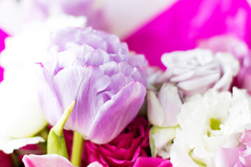 Tulips in a bouquet, close-up of flowers