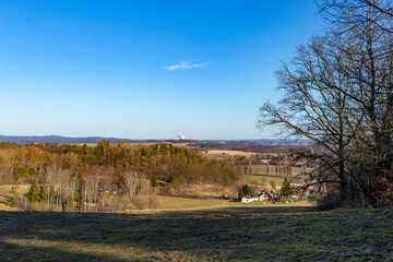 Fototapeta na wymiar Czech countryside landscape in early spring. South Czechia.