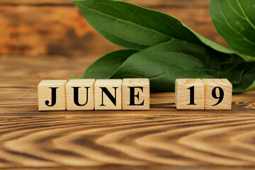 June 19, Date design in natural concept.