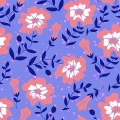 Fototapeta na wymiar Floral seamless pattern in trendy colors. Modern print for fabric, textiles, wrapping paper. Vector illustration