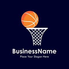 Basketball ring vector logo template with black background. Suitable for business, web, sport, tournament, health and art