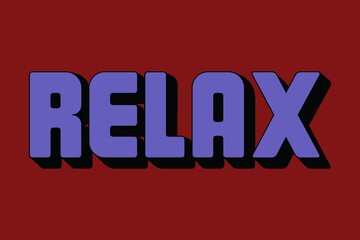 Poster in the style of risography color with the inscription "Relax" on the wall or in the magazine.  Vintage style in jpg format