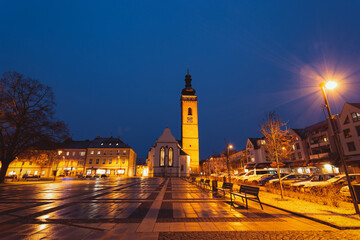 Night in Sobeslav - city in South Bohemian region, Czechia