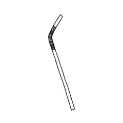 Doodle vector metal straw isolated. Hand drawn eco friendly straw illustration