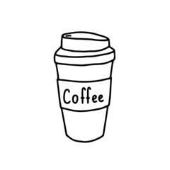 Coffee mug vector illustration. Eco friendly coffee cup. zero waste mug doodle