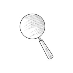Search symbol.Vector old engraving illustration.Old magnifying glass.