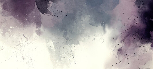 Watercolor background with particle splashes elements on light background