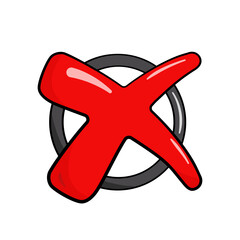 Red cross in circle. Cartoon. Vector. illustration