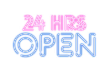 Neon sign "Open 24 hours" in svg format