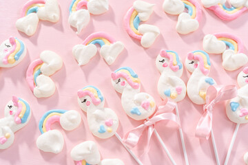 Unicorn meringue pops