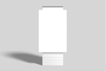 Blank white Advertising display stand isolated on background. 3d rendering.