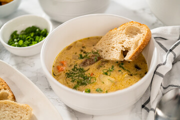 Creamy wild mushroom soup