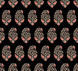 Kalamkari Block Print Seamless Pattern, Kalamkari, Block Print Seamless Pattern