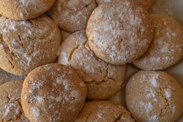 Close-up of homemade chocolate-filled cookies
