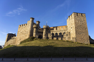 View of Ponferrada medieval Los Templarios castle, Leon province, Spain