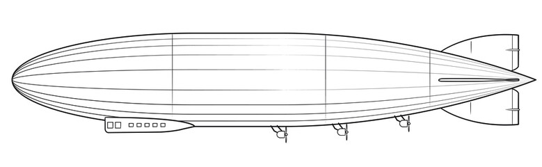 Airship - illustration of classic vintage zeppelin type vehicle.