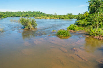 A view of the Iguazu river at the Iguazu National Park in Puerto Iguazu, Argentina