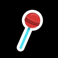 Vector red lollipop on black background