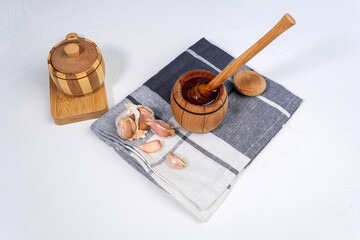 Fermented garlic apple, grapefruit honey, honey for strong immunity. Selective focus