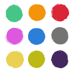 Colorful Paint Circle Brush Stroke Collections White Background , Vector Illustration