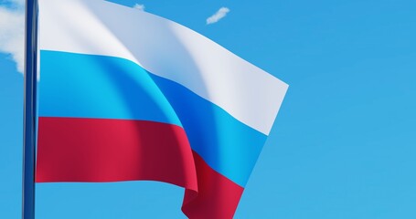 3D illustration of Russia Flags are waving in the sky