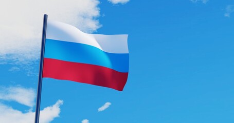 3D illustration of Russia Flags are waving in the sky