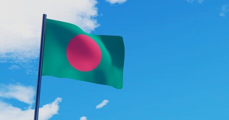 3D illustration of Bangladesh Flags are waving in the sky