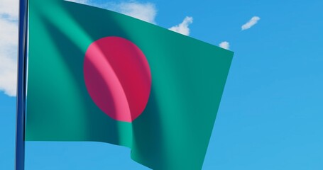 3D illustration of Bangladesh Flags are waving in the sky