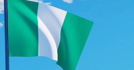 3D illustration of Nigeria Flags are waving in the sky