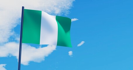 3D illustration of Nigeria Flags are waving in the sky