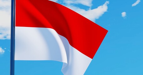 3D illustration of Indonesia Flags are waving in the sky