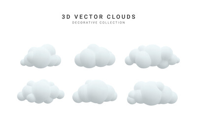 3d realistic clouds collection. Vector illustration