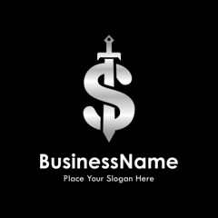 Sword money logo vector template. Suitable for business, web, finance, accounting