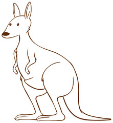 Kangaroo in doodle simple style on white background