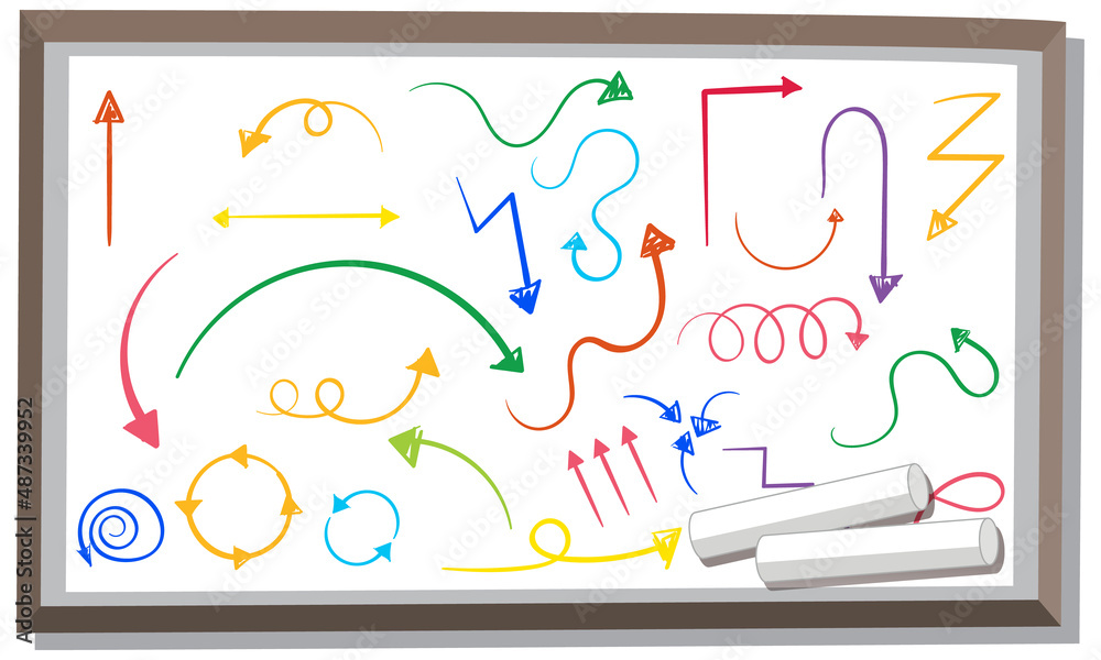 Canvas Prints coloured arrow doodles on board with chalks