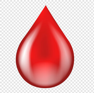 Red Blood Drop Icon And Isolated Transparent Background With Gradient Mesh, Vector Illustration