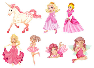 Set of fairy tale cartoon characters
