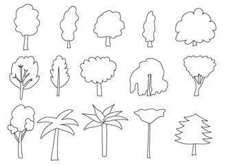 collection de dessins d'arbres en noir et blanc