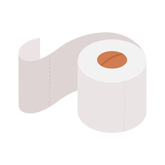Roll of white three-layer or two-layer toilet paper in a minimalist style. Hygiene product image in flat style