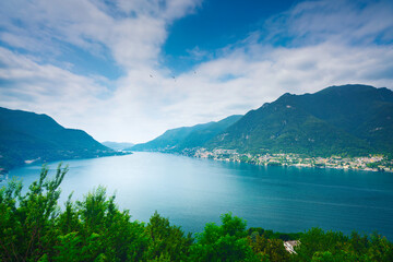 Naklejka premium Como Lake landscape. Aerial view, Italy