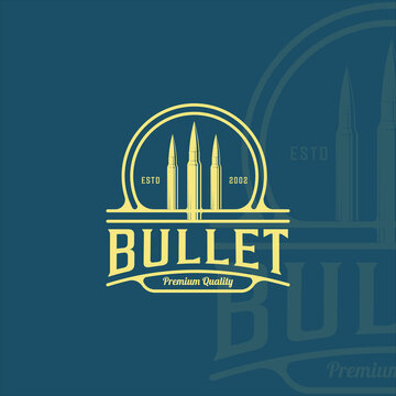 bullet ammo vintage vector logo illustration template icon graphic design. army and military equipment for war or gun concept with retro badge typography