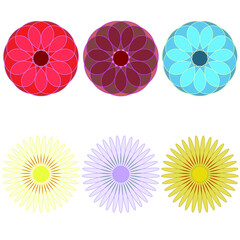 A set of vector stylized flowers