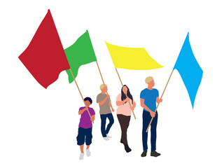 People Holding National Flag on illustration graphic vector
