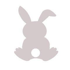 Silhouette of a rabbit with a tail.