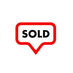 Red sold sign. Vector icon.	