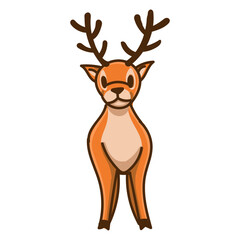 Hand drawn deer cartoon character illustration Animal.