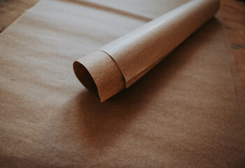 Artsy Artistic Mood Brown Wrapping tissue paper on simple brown paper background art studio for artists 