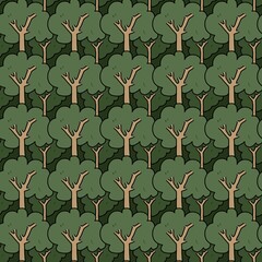 seamless pattern of tree cartoon
