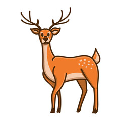 Obraz premium Hand drawn deer cartoon character illustration Animal.